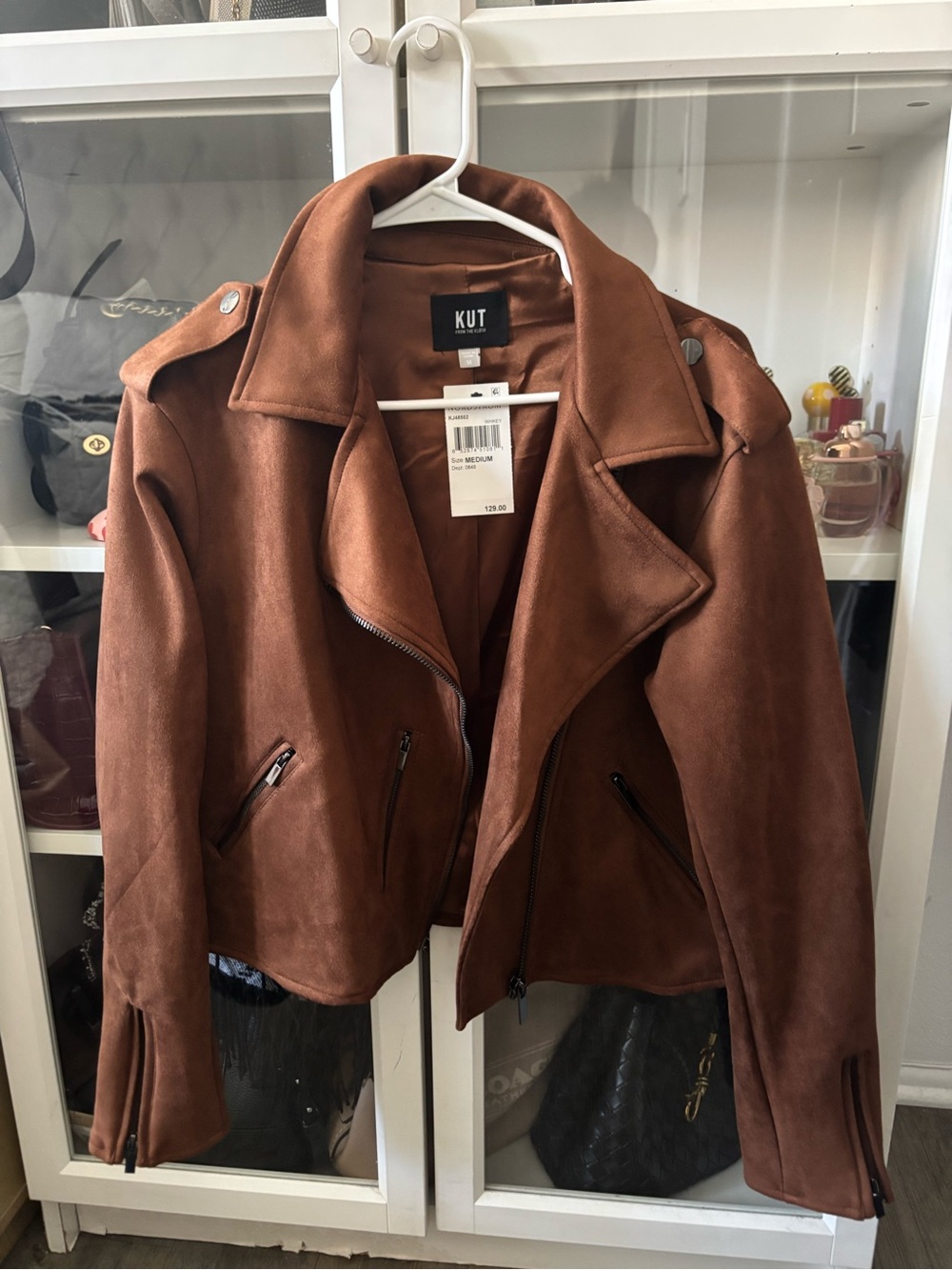 Kut from the Kloth Suede Moto Jacket in Brown